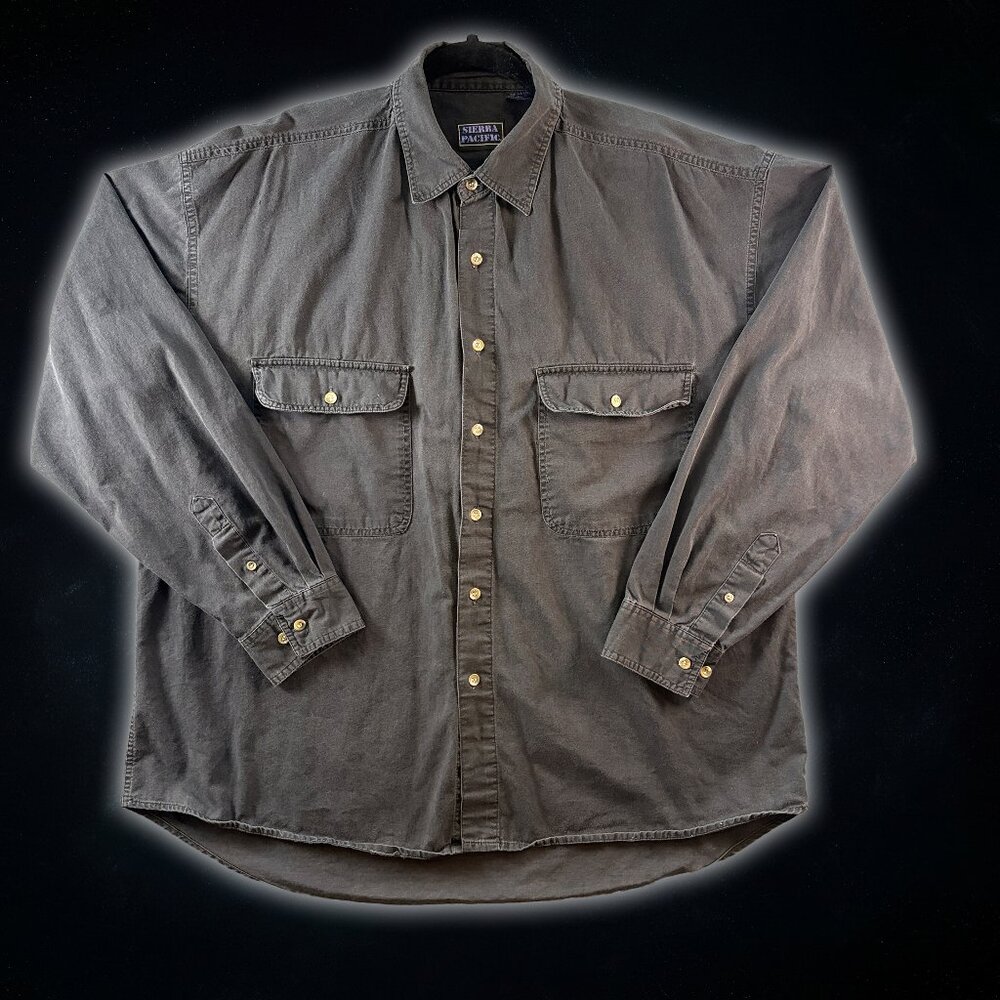 Sierra Pacific Black Long Sleeve Button Up Pocketed Preppy Shirt Men's Size XL